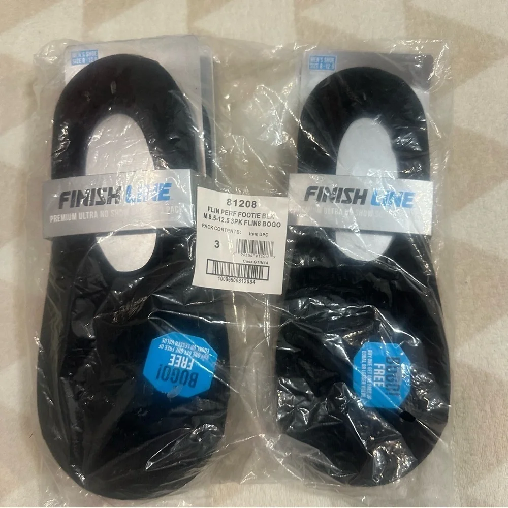 Finish line 3 pack premium ultra no show footie socks mens 8.5-12.5